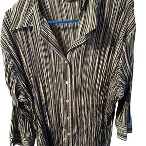 Apt. 9 Black and White Blouse with Striking Stripes
